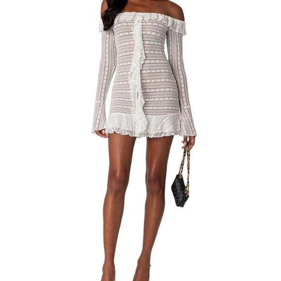 Edikted Textured Sheer Lace Mini Dress - NWT Size M - Picture 5 of 7
